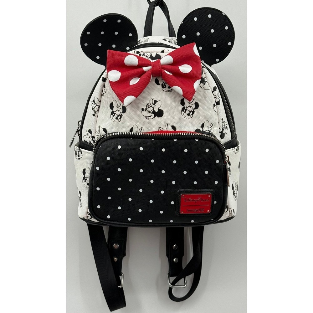 B26 Disney‎ Parks Loungefly HARD TAG Minnie Mouse Ears Bow Mini Backpack